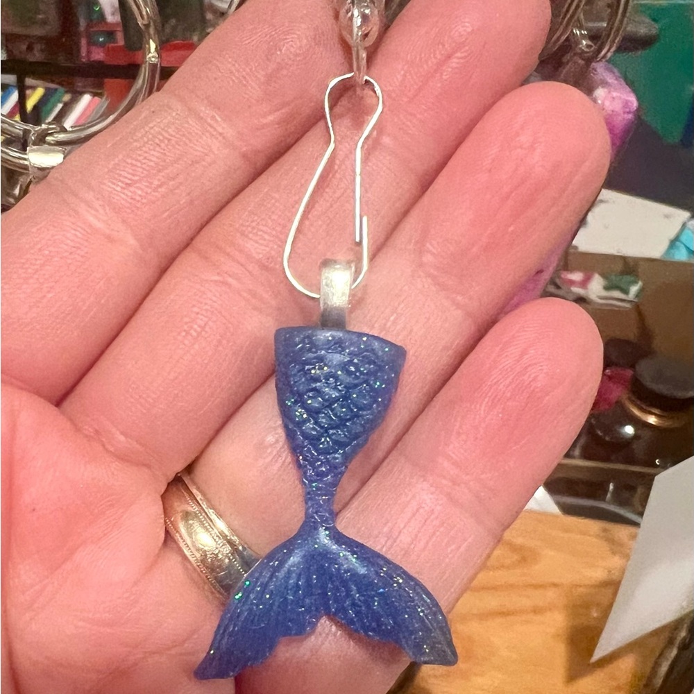 Blue Mermaid Tail Earrings